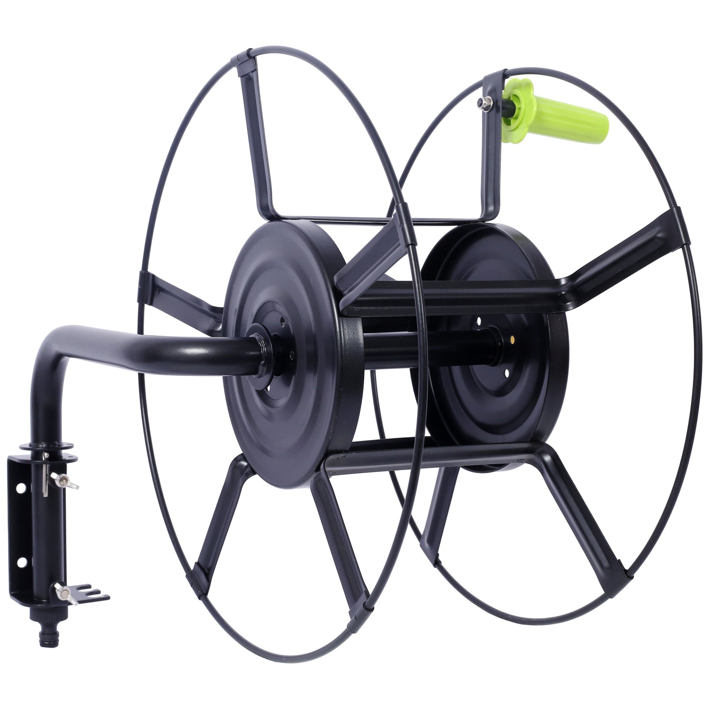 Wall Mount Swivel Garden Hose Reel with Quick Connectors, 82 Ft Black