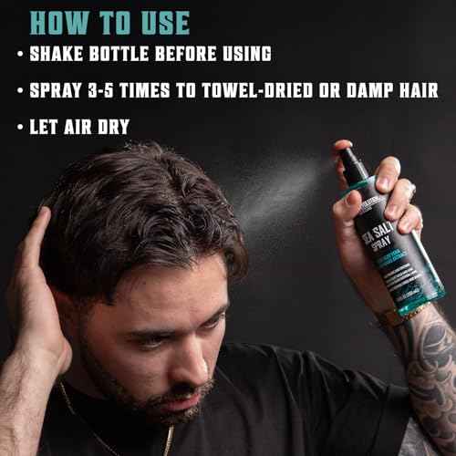 Viking Revolution Sea Salt Spray for Men - Hair Texturizing Spray with Kelp, Aloe Vera and Red Algae Extract - Surf Sprays to Add Volume and Texture for Men and Women Beach Hair - 8.8oz