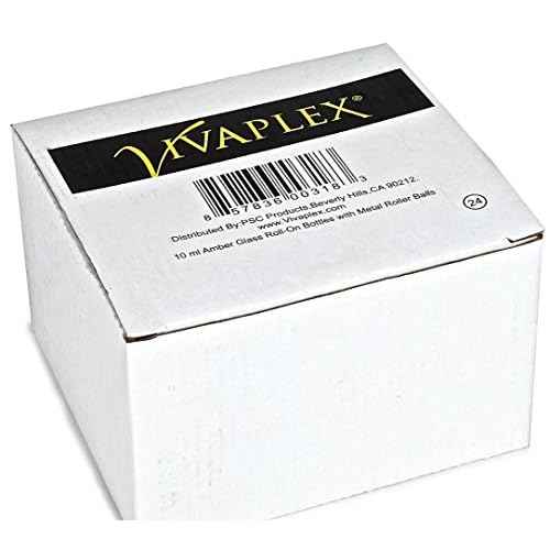 Vivaplex, 24, Amber, 10 ml Glass Roll-on Bottles with Stainless Steel Roller Balls. 3-3 ml Droppers included