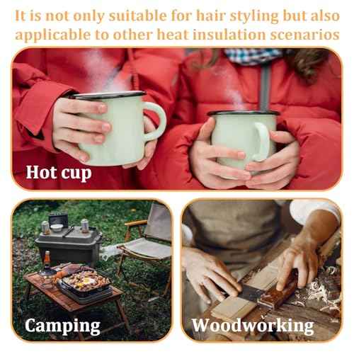 2 Pcs Heat Resistant Gloves for Hair Styling, Three-Finger Professional Curling Iron Barber Glove, Reusable Hair Dye Heat Protector Gloves, Proof Sublimation for Curling Wand Flat Iron Hot-Air Brush