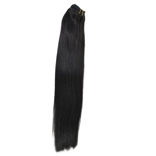 Black Hair Extensions Clip In Human Hair Remy Natrual Real Hair Straight 18" 100gm (18", 1B-Natural Black)