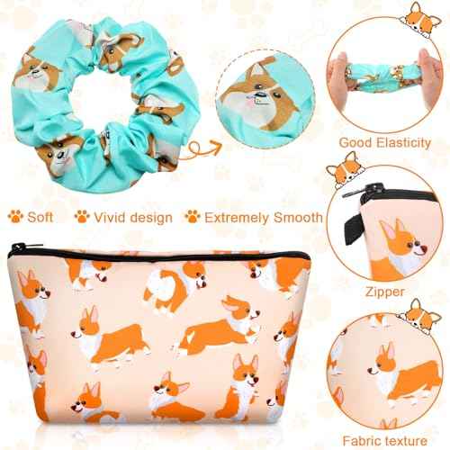 Hotop 61 Pcs Corgi Gifts Set for Dog Lovers Includes Corgi Socks Makeup Bag Ring Holder Cute Stickers Hair Scrunchies for Women Girls Dog Lovers