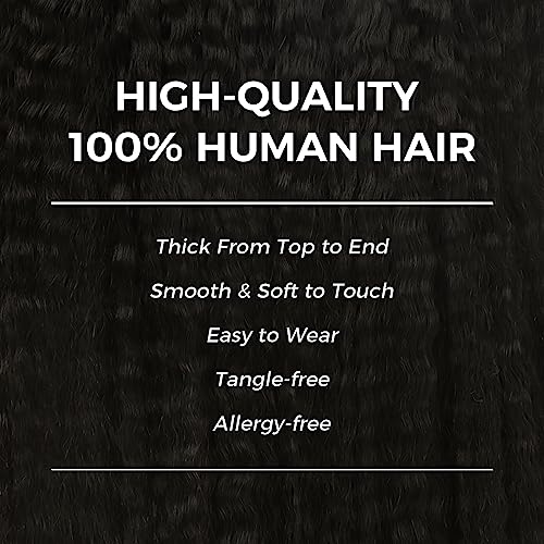 Lashey Hair Extensions Seamless Clip in Real Human Hair Natural Black 18 Inch 110g 7Pcs Kinky Staight Human Hair Extensions Skin Weft Remy Hair for Black Women