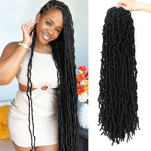 Karida Faux Locs Crochet Hair 30 Inch, 7 Packs Soft Locs Crochet Hair For Black Women Pre Looped, Long Soft Locs Crochet Locs (1B#, 30 Inch (Pack of 7))