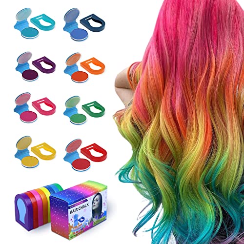 Hair Chalk for Kids ? 8-Color Non-Sticky Washable Hair Dye for Kids ? Hair Chalk for Girls with Dark Hair, Blonde ? Vibrant Temporary Hair Color for Kids ? Washes Out with Shampoo