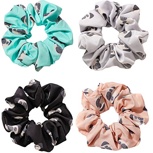 4 Pack pug gifts pug Dog Scrunchies for Hair Cute Dog Hair Ties Accessories for Women Girls Chiffion Cartoons Scrunchy Hair Bands, Pet Dog Hair Scrunchies