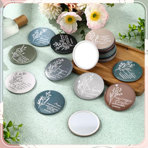 80 Pcs Christian Compact Mirrors for Women Inspirational Bible Verse Scripture Pocket Mirrors Bulk Mini Purse Makeup Mirror for Grandma Pastor's Wife Christmas Thanksgiving Church Party Favor