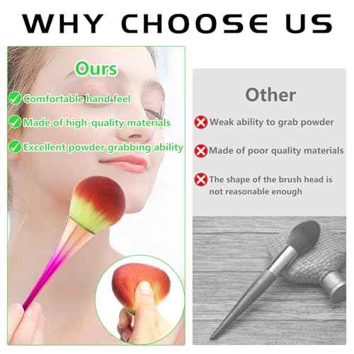 Large Powder Makeup Brush, Face Brush for Loose or Pressed Setting Powder, Bronzer with Plush Fibers Makeup with PVC Bow Boxes (Greener)