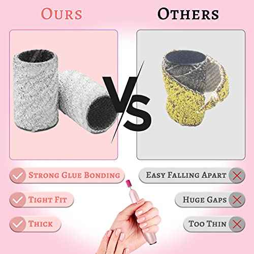 240Grit Nail Sanding Bands for Nail Drill, 100Pcs Fine Grit Nail Sanding Bands for Nail Drill with 3/32¡± Nail Sanding Bit for Natural Nail, Sanding Band for Nail Drill Set for Manicure & Pedicure