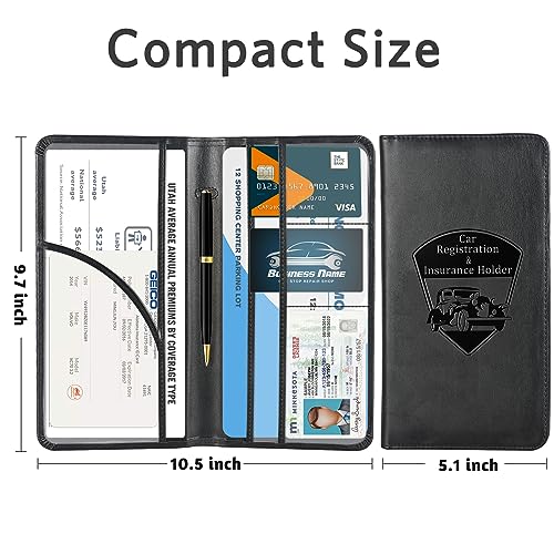CoBak Car Registration and Insurance Holder - Vehicle Glove Box Car Organizer,Auto Truck Comparment Accessories Case with Magnetic Closure for Driver License,Cards