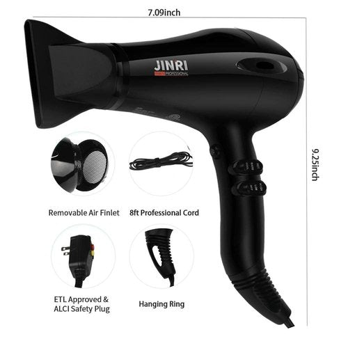 1875w Hair Dryer, Ionic Blow Dryer with Diffuser, Concentrator,Professional DC Motor for Salon, 2 Speed and 3 Heat Settings