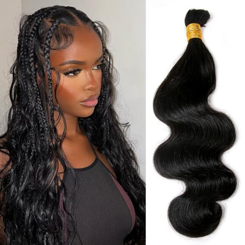 YWIGS Human Hair Braiding Hair for Boho Braids 100G Unprocessed Boho Body Wave Human Hair for Braiding NC 22inch