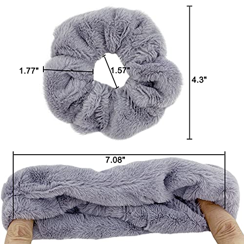 BETITETO Furry Hair Scrunchies Fluffy Bobbles Hair Elastic Ponytail Holder Soft for Women Girls, Pack of 9 (Multicolored Fluffy)