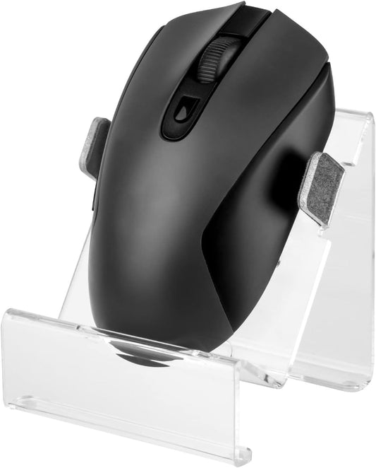 Acrylic Mouse Holder Stand, Desktop Vertical Mount Stand Base for Wired and Wireless Mouse, Universal Computer Mouse Display Stand PC Gaming Mouse Organizer Holder - Clear