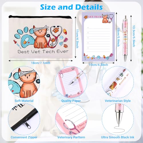 Vet Tech Gifts, Veterinary Gift, Veterinarian Gifts for Women, Veterinarian Appreciation Basket include Makeup Bag Notepad Pens Sticker for Vet Tech Graduate, Veterinary Practitioners