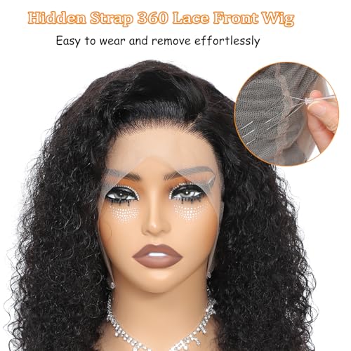 360 Lace Front Wigs Human Hair Pre Plucked With Drawstring 360 Deep Wave Glueless Full Lace Human Hair Wigs Wet And Wavy Invisible Strap Full Lace Wigs For Black Women£¨Black, 18 Inch£©