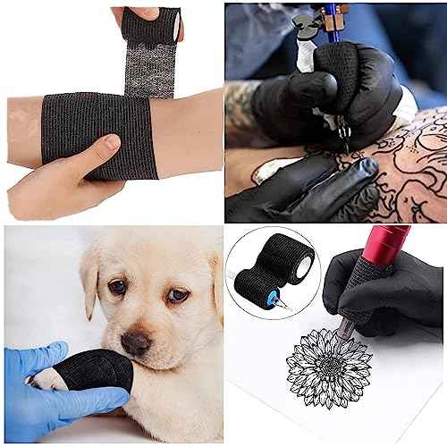 Self Adhesive Bandage Wrap Tattoo Grip Tape 2 inch x 5 Yards Cohesive Bandage Wrap Medical Wrap for Sports & First Aid, Elastic Self Sticking Bandage Tape Vet Wrap for Dogs£¨24PC