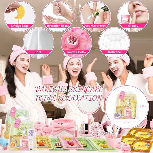 70-Piece Spa Party Kit for 10 People, Girls Spa Night Set & Spa Kit for Girls Ages 10-12 | Includes Bath Bomb, Face/Eye Mask, Lip Balm, Hand Cream, Towe, Gift Bag | Spa Day (Spa Set 10 people-70pcs)