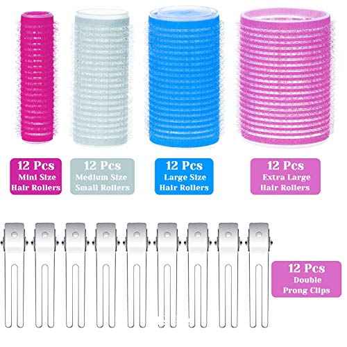 Anezus Self-Grip Rollers Set - 60 Pcs Multicolored Curlers and Clips for Hairstyling