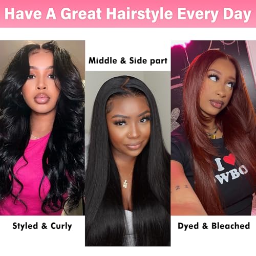 WOWANGEL 13x4 0.095mm Ultra-Thin Skinlike Real HD Lace Frontal & Closure,Straight Natural Hairstyles,Pre-Plucked Invisible Hairline,Unprocessed Virgin Human Hair,Invisible Knots HD Lace,12inch