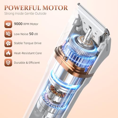 5-in-1 Bikini Trimmer for Women, IPX7 Waterproof Electric Razors Shaver, Cordless Body Hair Trimmer, Facial & Pubic Hair Removal, Ceramic Blade (White)