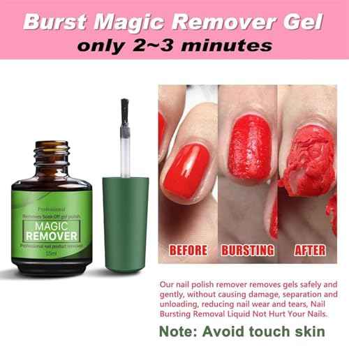 15ML Gel Nail Polish Remover, Gel Polish Remover for Nails, Professional Remove Gel Nail Polish, Quick & Easy Polish Remover In 2-3 Minutes