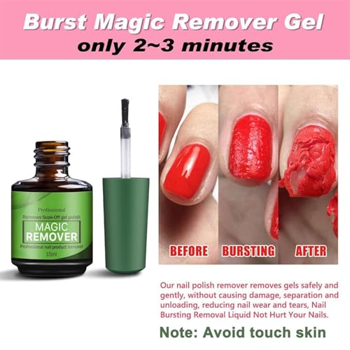15ML Gel Nail Polish Remover, Gel Polish Remover for Nails, Professional Remove Gel Nail Polish, Quick & Easy Polish Remover In 2-3 Minutes
