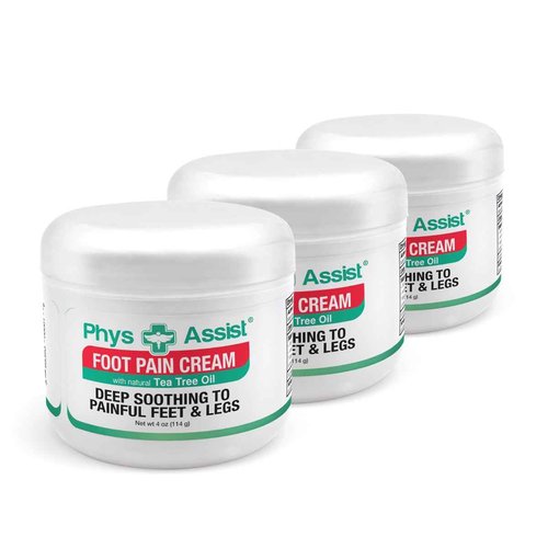 PhysAssist Soothing Foot Cream to Feet and Legs (Three - 4 oz jars) Soothing to feet and Legs.