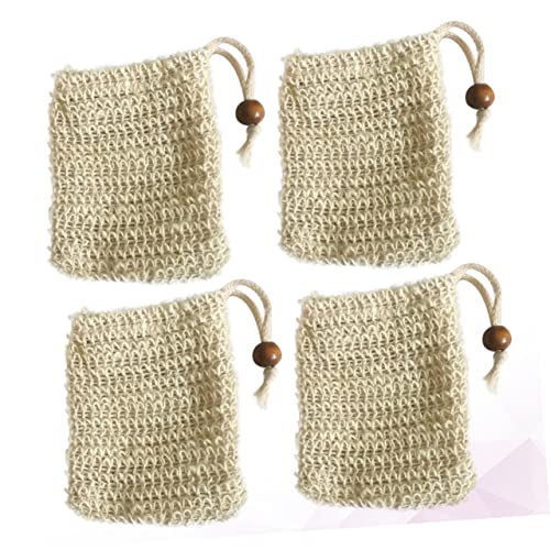 GALPADA 4pcs Cotton Linen Soap Storage Bags Drawstring Foaming Net Pouches for Home and Travel for Facial Cleansing and Bubble Making
