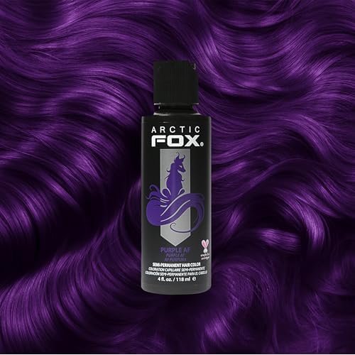 ARCTIC FOX Vegan and Cruelty-Free Semi-Permanent Hair Color Dye (4 Fl Oz, PURPLE AF)