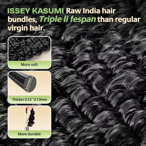 Raw Indian Human Hair Single Bundle, Triple Lifespan, Deep Wave, 18 Inch, Black, Curly, Thick, Fine, Hair Extension