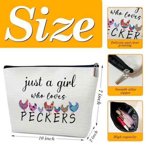 Peckers Makeup Bag, Cosmetic Bag for Purse, Animal Lovers Gifts for Women, Besties, Daughter, Best Friends, Just A Girl Who Loves Peckers