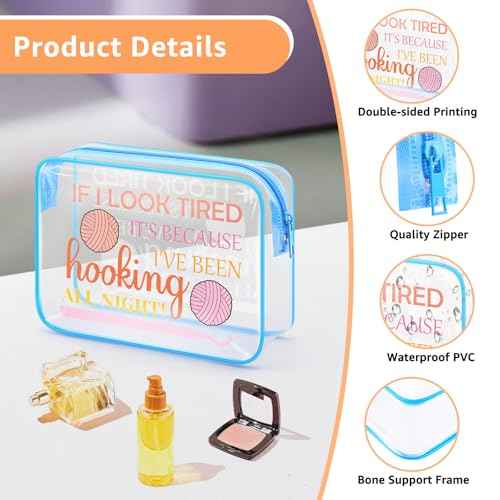 Crochet Gifts for Women Clear Makeup Bag Crochet Lovers Gifts Knitting Lover Present for Her Friend Sister Daughter Mom Aunt Pvc Cosmetic Bag with Zipper Mothers Day Chrismas Birthday Travel Pouch