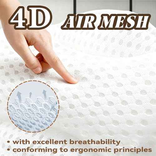 Bath Pillow, Luxury Bath Pillows for Tub Neck and Back Support, Bathtub Pillow - 4D Breathable Air Mesh Fabric with 6 Non-Slip Suction Cups, Bath Accessories White