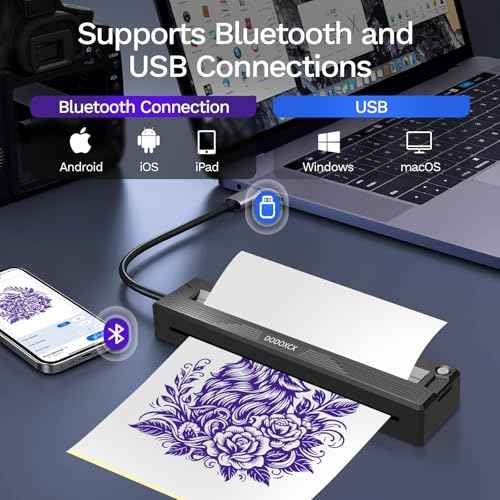 2026 New Tattoo Stencil Printer for Tattoo Beginners&Artists,Portable Wireless Bluetooth Thermal Inkless Tattoo Printer Machine Compatible with Phone/Pc,with 3pcs Tattoo Paper and Thermal Paper