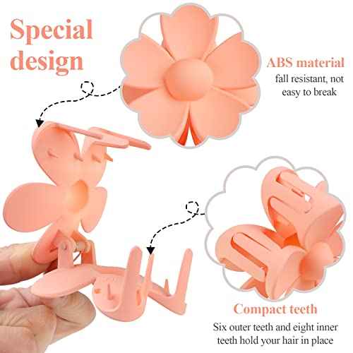 Flower Claw Clip 7 PCS Claw Clips, Hair Clips for Women Non Slip for Thick Hair Women Girls Gifts, 7 Colors