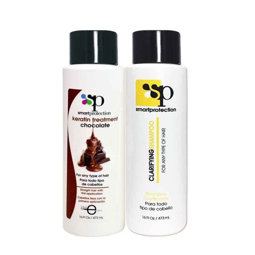 Infinito Colors Chocolate Medium Strength Keratin Treatment with Clarifying Shampoo 16oz by Smart Protection