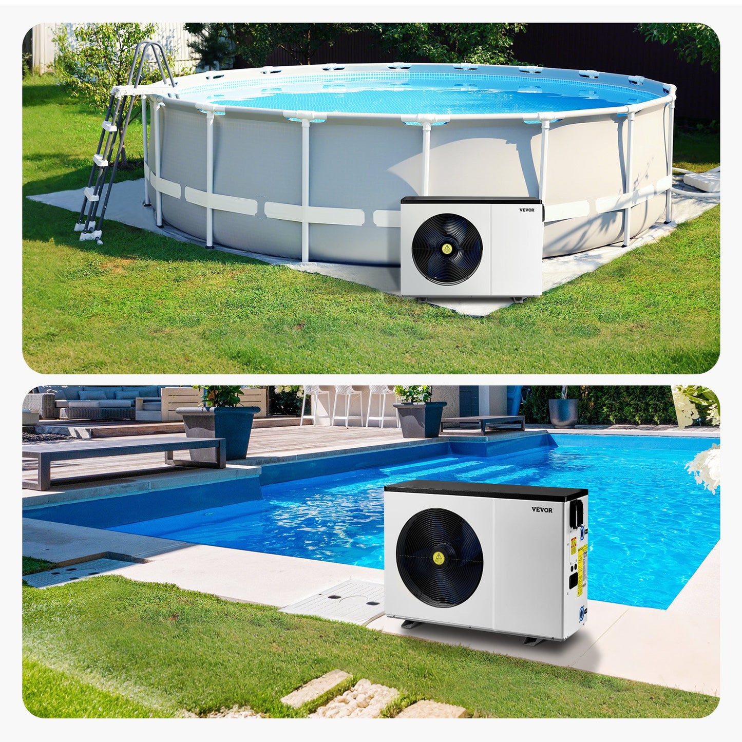 Electric Pool Heat Pump 51200 BTU for Above & In-Ground Pools, Energy Saving, Low Noise