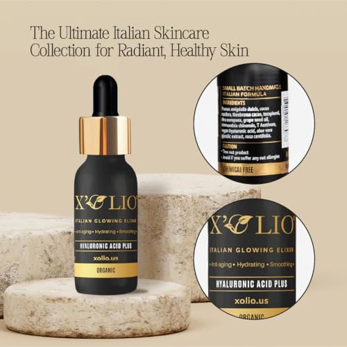X¡¯Olio Hyaluronic Acid Plus ? The Italian Glowing Elixir | Ultra-Hydrating Face Oil + Serum with Vegan Hyaluronic Acid & Vitamin E | For Radiant, Plump, Smooth Skin | 15ml