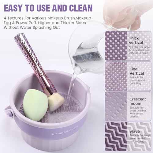 Makeup Brush Cleaner Mat 3 in 1 Silicone Makeup Brush Cleaner Bowl Cosmetic Brushes Cleaning Tool Organizer for Storage and Air Drying£¨Khkai