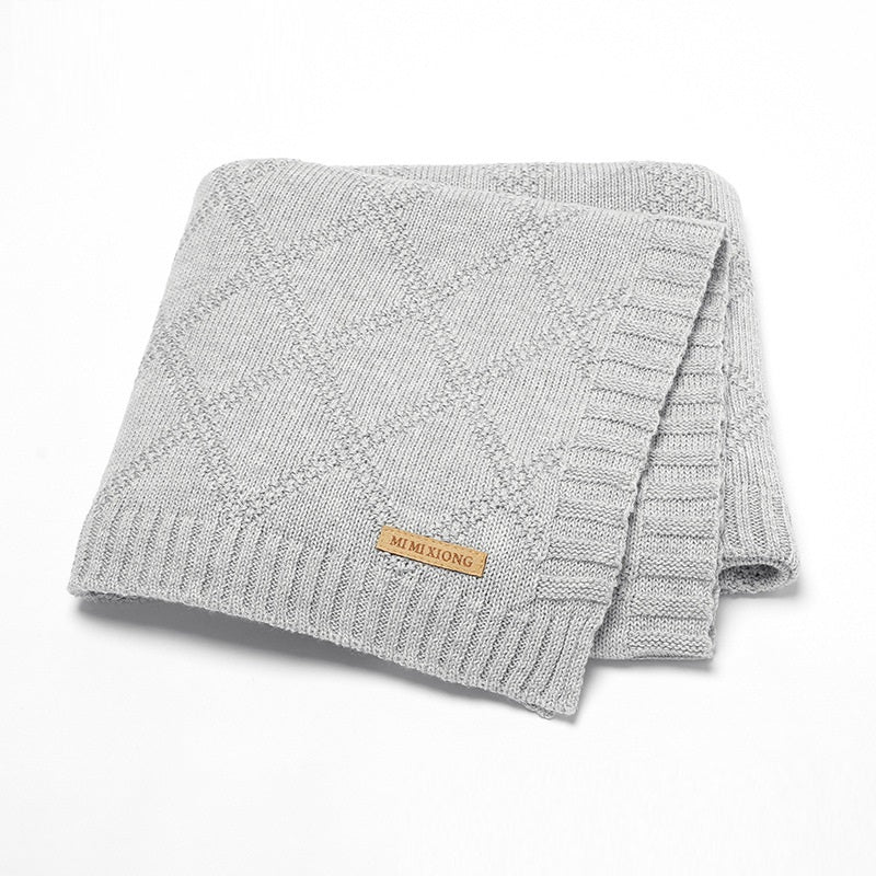 Baby Knitted Blanket 70x90cm Cotton Solid Color Bedding for Toddler
