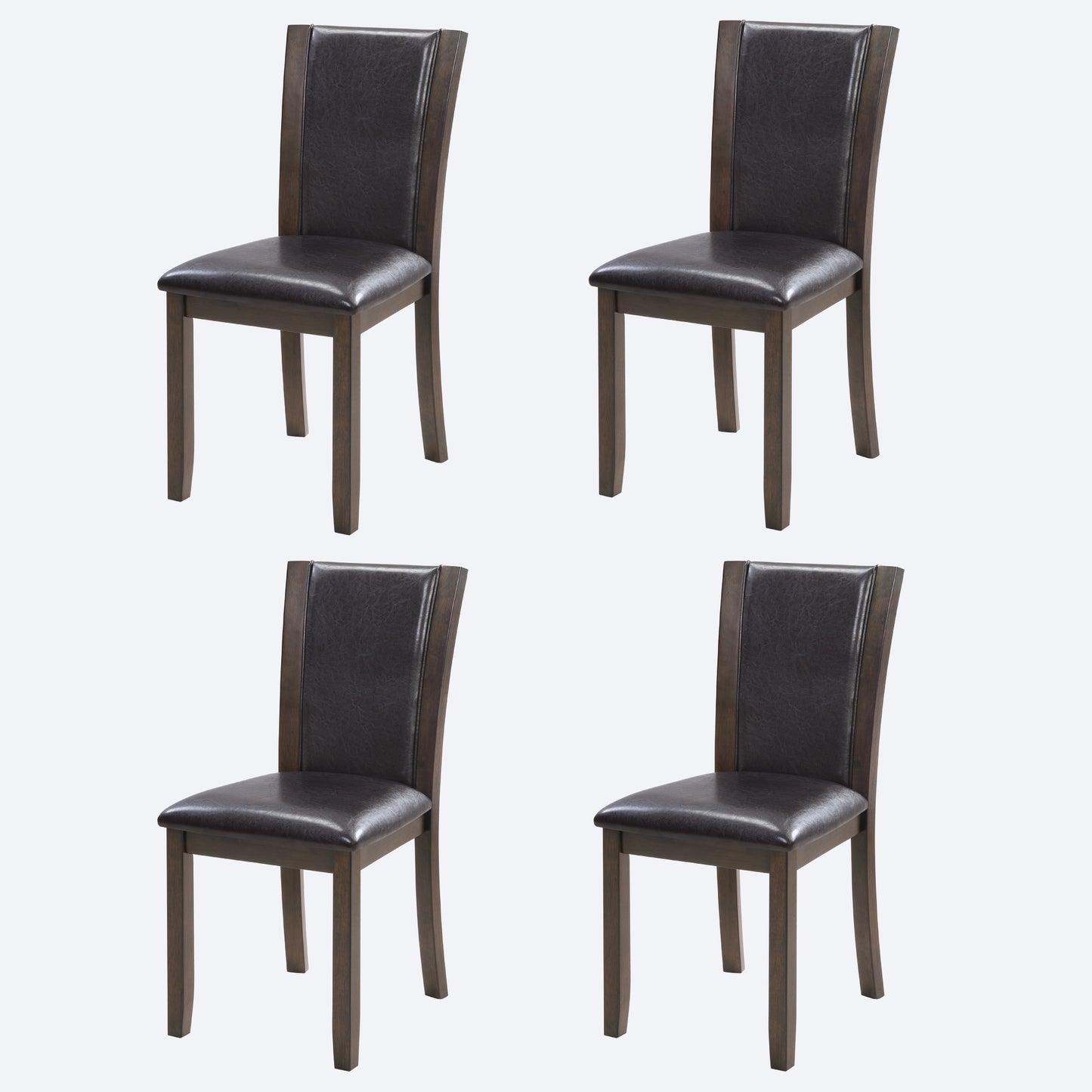Wooden Dining Chairs Set of 4 with Padded Seat - Dark Walnut
