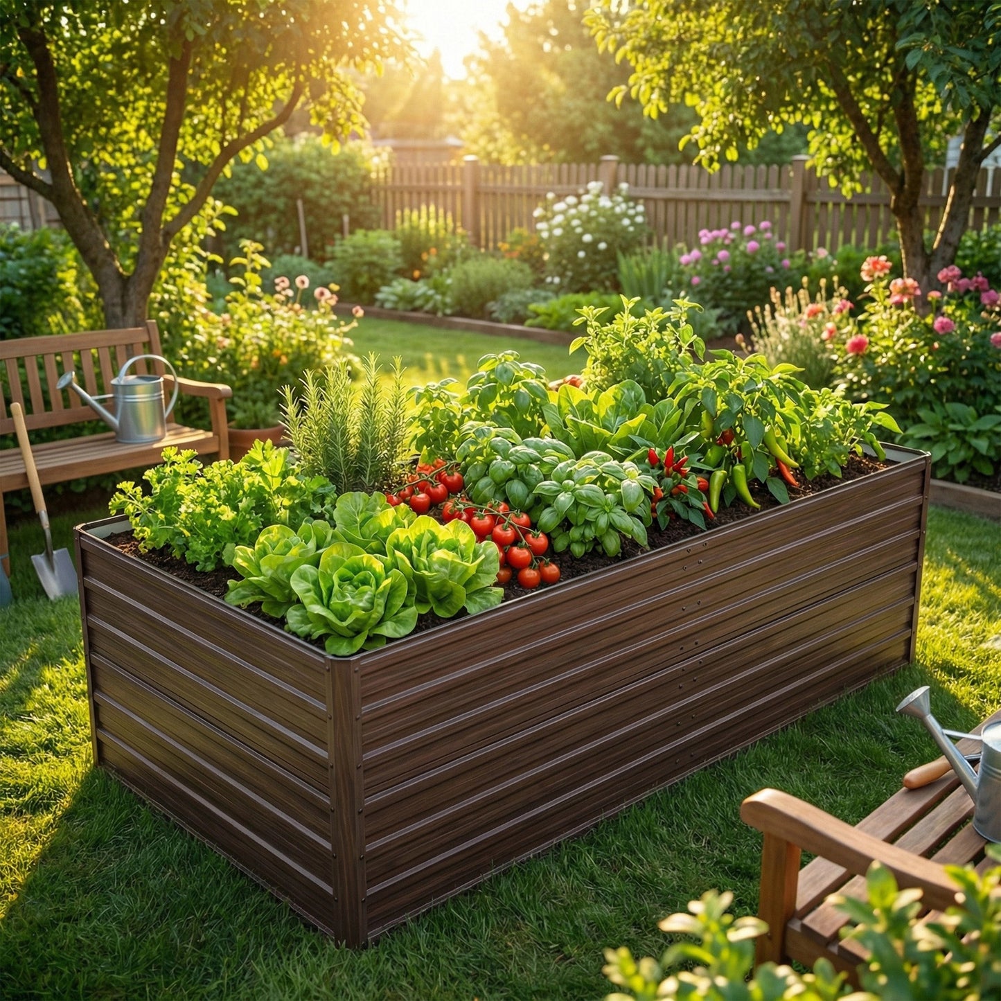 Galvanized Raised Garden Bed Kit - 8x4x2FT Outdoor Planter Box