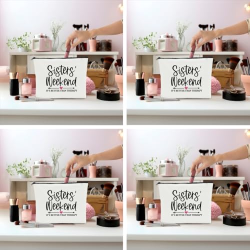 4 Pcs Girls Weekend Gifts for Women Girls Trip Favors Makeup Bag Cosmetic Bag Bestie Gifts Weekend Bag Coin Purse for Female Lady Girl Daughter Friend Travel Vacation Christmas Birthday