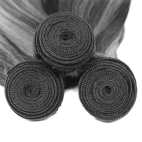 P1Bgrey Bundles Highlight Straight Human Hair Bundle 8A Grade Grey Hair Weave Two Tone Salt And Pepper 3 Bundles 22 22 22 Inch #1Bgray Ombre Straight Bundle