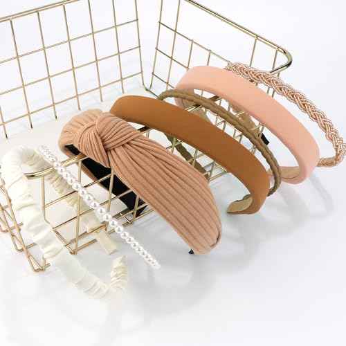AHONEY 7 Pack Headbands for Women Girls Headbands Trendy Non Slip Hairbands Fashion Hair Accessories Multi-style Headband Pack Diademas Para Mujer (Neutral)