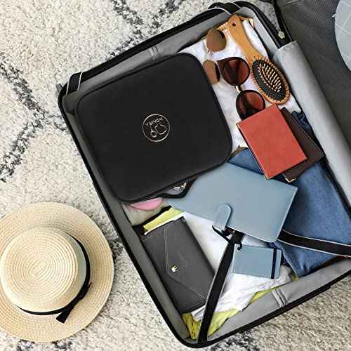 MOMIRA Travel Makeup Bag Cosmetic Bag Makeup Organizer Bag with Lighted Mirror, Adjustable Brightness in 3 Color Scenarios, Waterproof Makeup Train Case, Gift for Women - Black