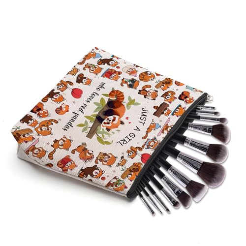 Red Panda Gifts Makeup Cosmetic Bag, Red Panda Lover Party Favors Decorations Stuff, Funny Birthday Gift for Women Who Loves Red Pandas Zipper Pouch Bag Purse Accessories