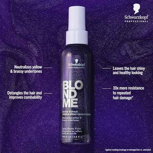 BlondMe Bond Repair Purple Spray Conditioner for Blonde Hair | Neutralize Yellow & Brassy Tones | Strengthen, Repair, & Prevent Breakage | For Moisturized, Healthy-Looking Cool-Toned Blondes