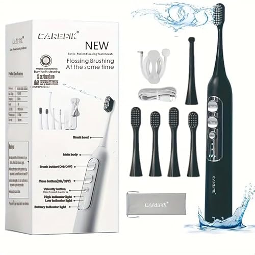 Electric Toothbrush with Water Flosser, Professional 2 in 1 Cordless Advanced Water Dental Flosser Toothbrush Combo, Portable for Travel and Home